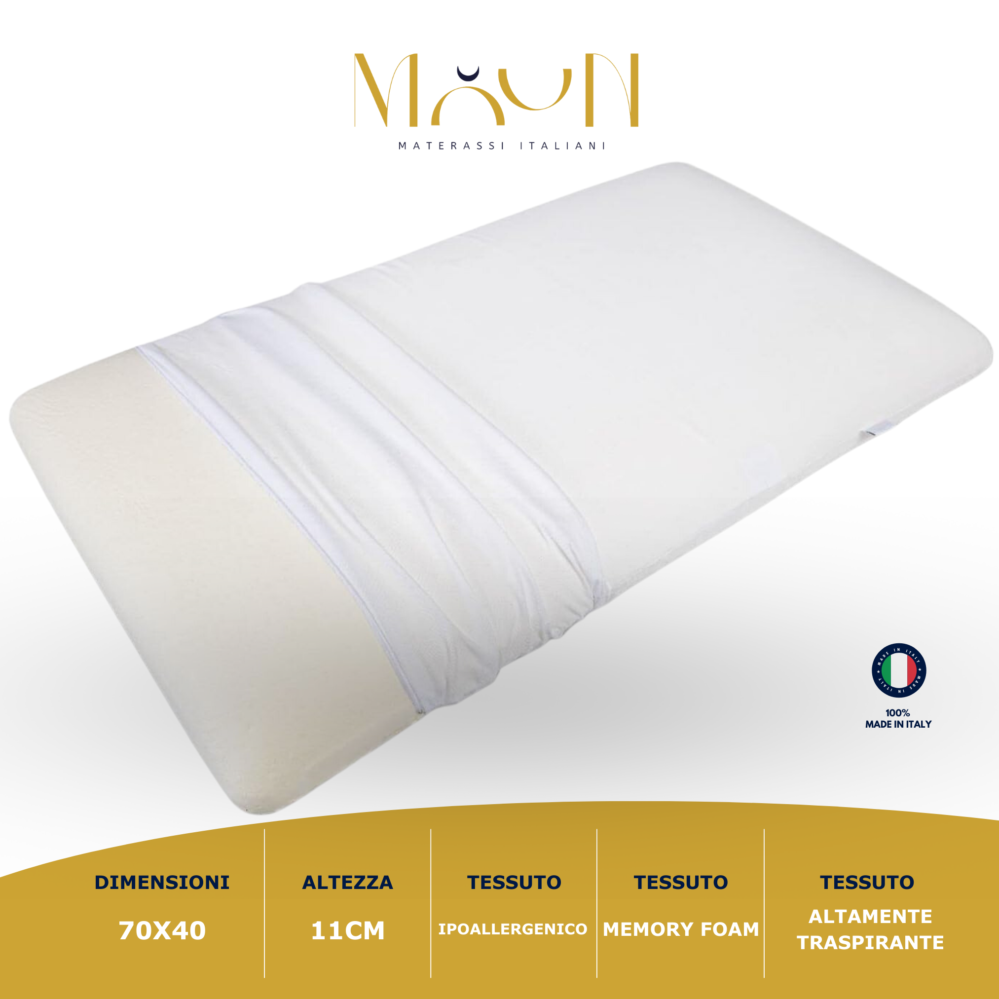 Luna Memory Foam Pillow – Muun Materassi Italiani