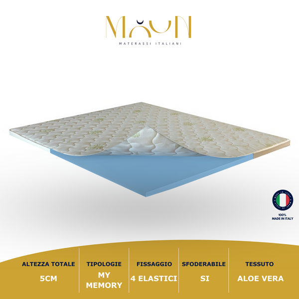 Topper 5cm Aloe vera in MyMemory Foam Liscio