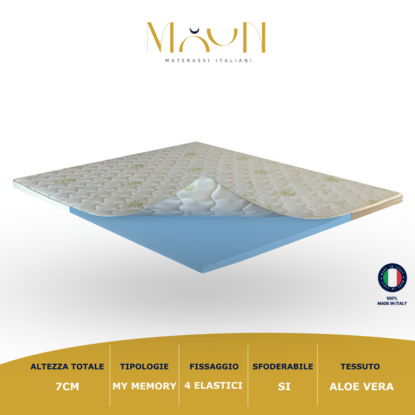 Topper 7cm Aloe vera in MyMemory Foam Liscio