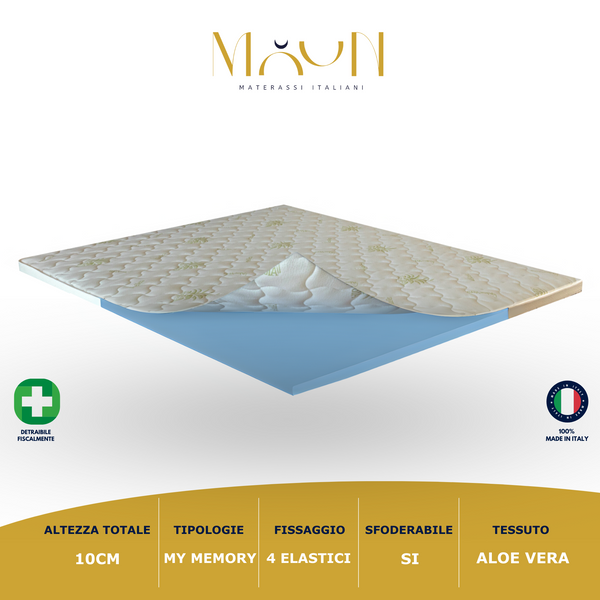 Topper 10cm Aloe vera in MyMemory Foam Liscio