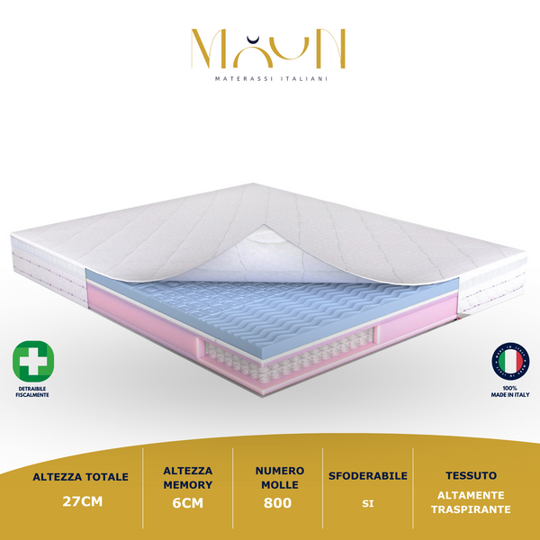 Materasso Poenia 800 Molle Insacchettate Memory H27
