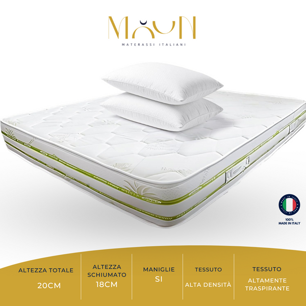 Materasso Matrimoniale Memory Foam, con Cuscini inclusi, PENIA H20